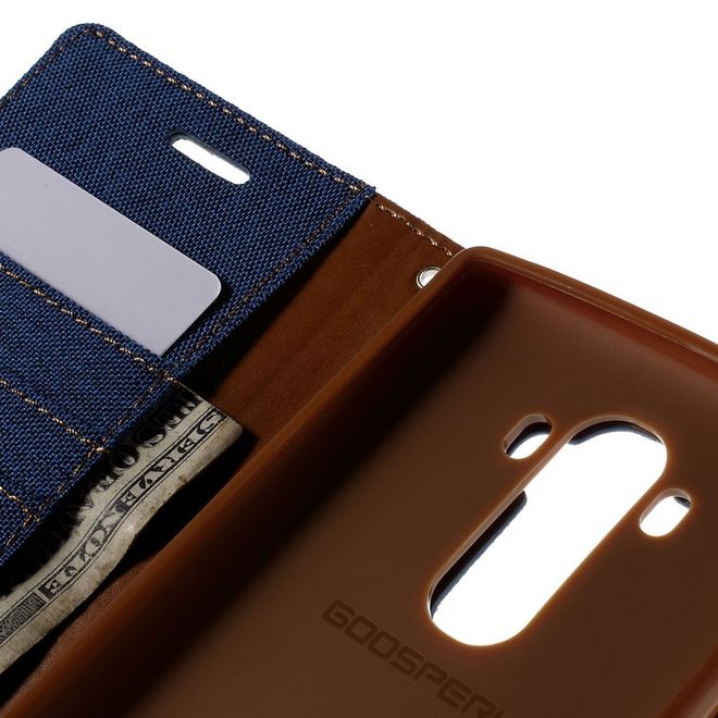 Goospery - LG G4 Hülle - Handy Bookcover - Canvas Diary Series - blau/camel