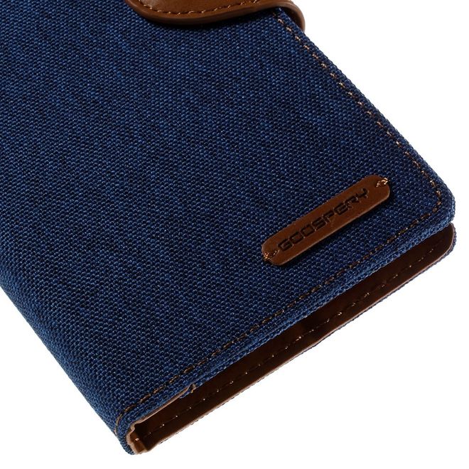Goospery - LG G4 Hülle - Handy Bookcover - Canvas Diary Series - blau/camel