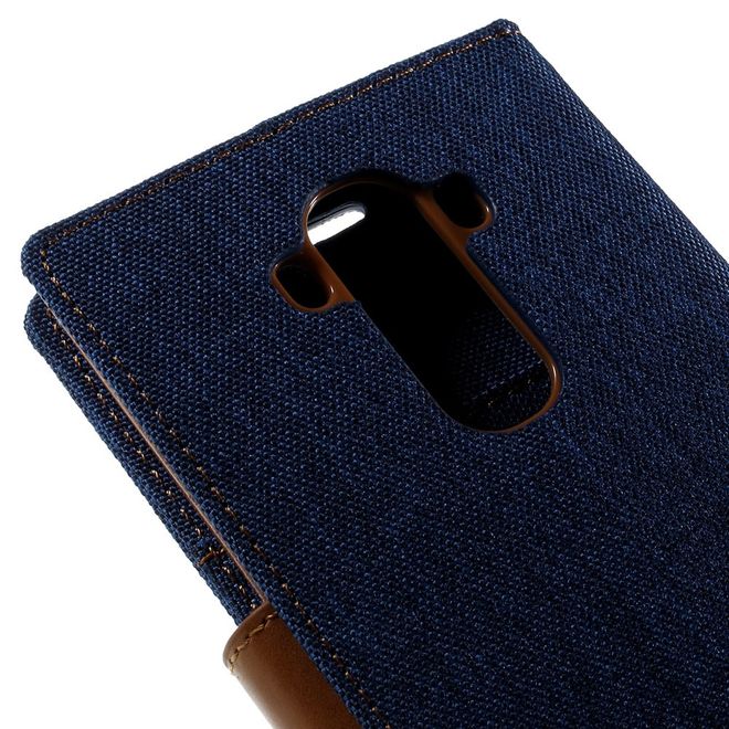 Goospery - LG G4 Hülle - Handy Bookcover - Canvas Diary Series - blau/camel