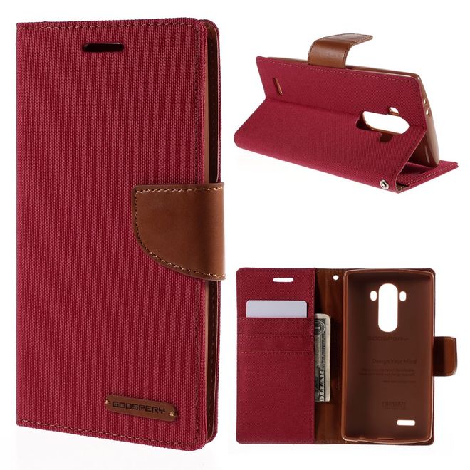 Goospery - Hülle für LG G4 - Bookcover- Canvas Diary Series - rot/camel