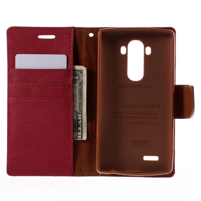 Goospery - Hülle für LG G4 - Bookcover- Canvas Diary Series - rot/camel