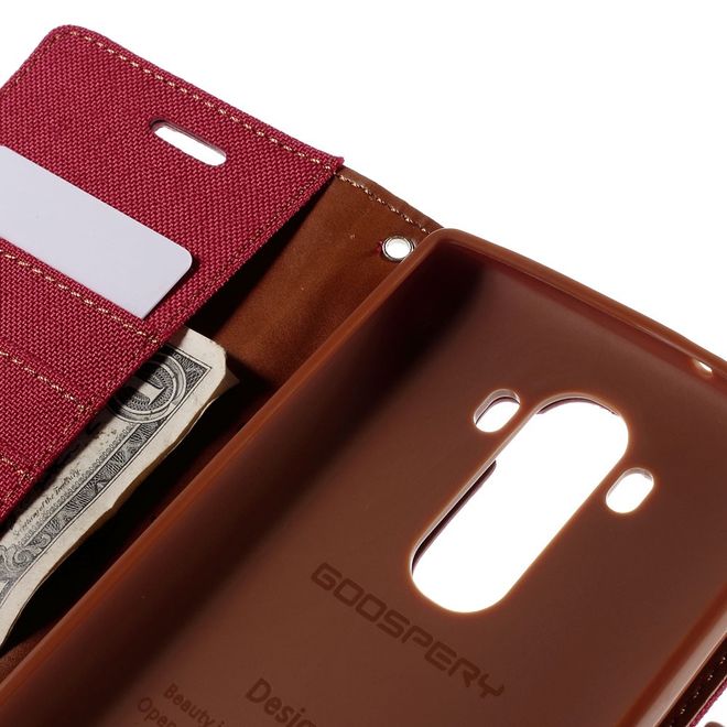 Goospery - Hülle für LG G4 - Bookcover- Canvas Diary Series - rot/camel