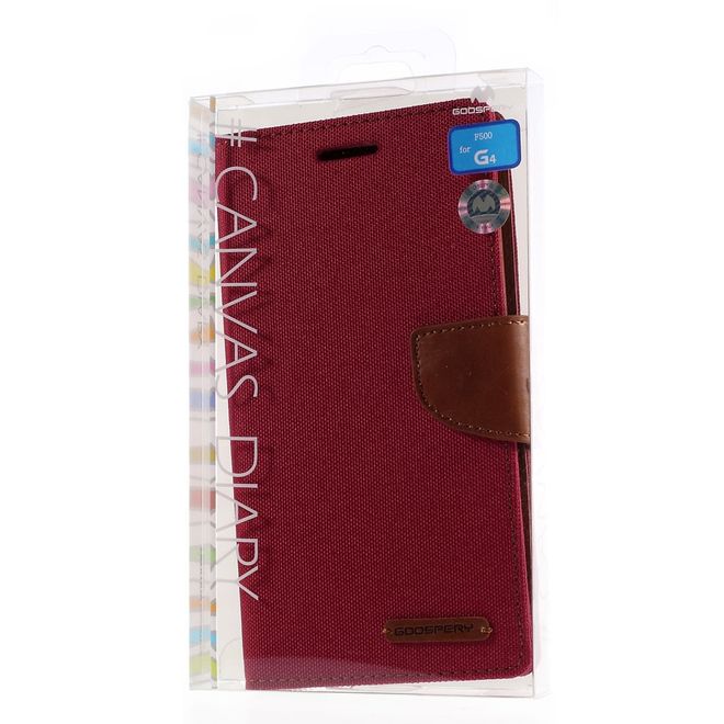 Goospery - Hülle für LG G4 - Bookcover- Canvas Diary Series - rot/camel