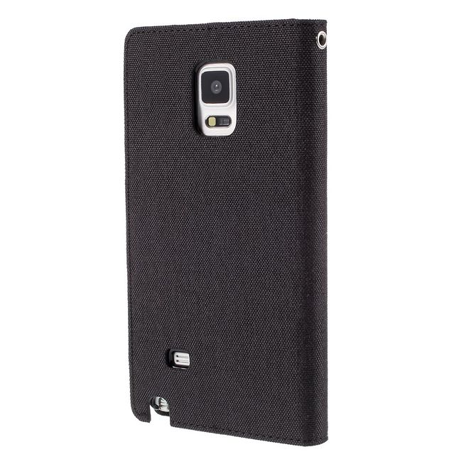 Goospery - Hülle für Samsung Galaxy Note 4  - Bookcover- Canvas Diary Series - schwarz