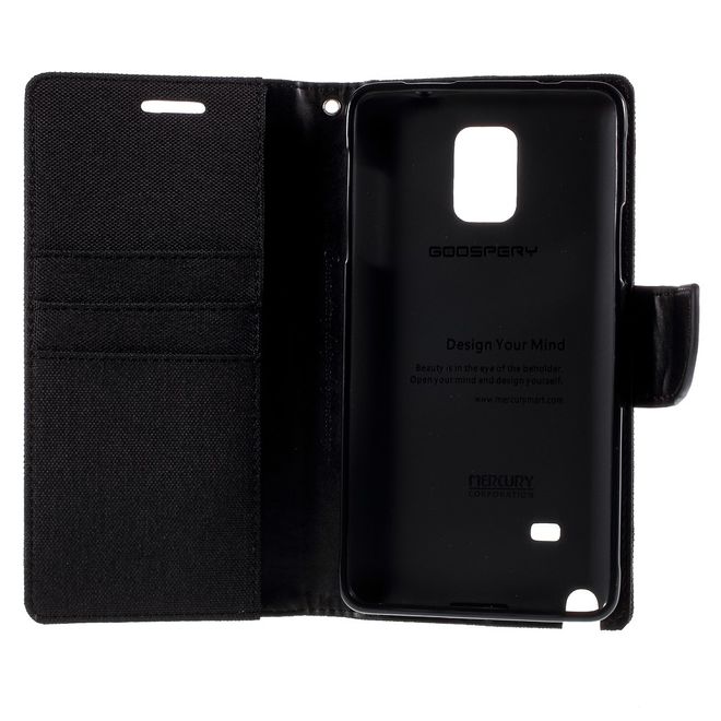 Goospery - Hülle für Samsung Galaxy Note 4  - Bookcover- Canvas Diary Series - schwarz