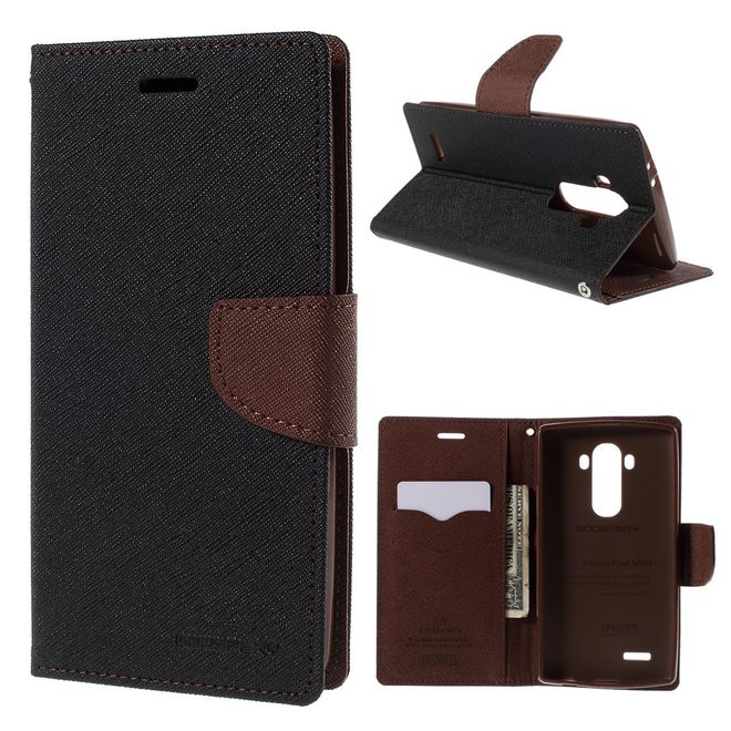 Goospery - LG G4 Hülle - Handy Bookcover - Fancy Diary Series - schwarz/braun