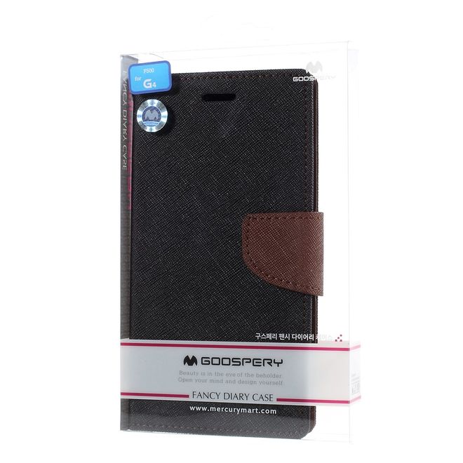 Goospery - LG G4 Hülle - Handy Bookcover - Fancy Diary Series - schwarz/braun