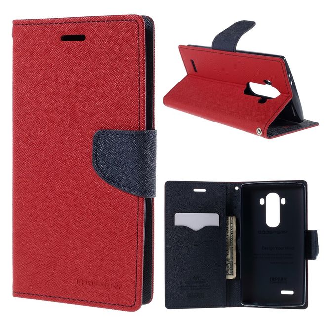Goospery - LG G4 Hülle - Handy Bookcover - Fancy Diary Series - rot/navy