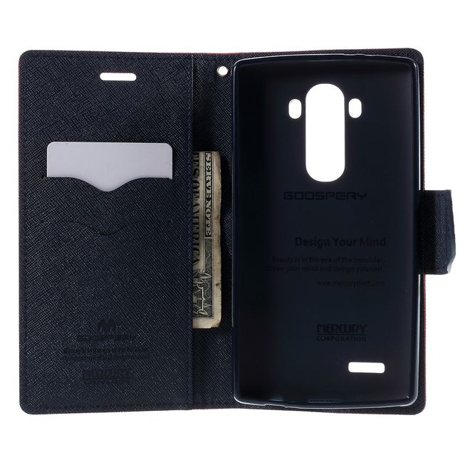 Goospery - LG G4 Hülle - Handy Bookcover - Fancy Diary Series - rot/navy