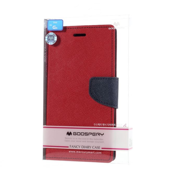 Goospery - LG G4 Hülle - Handy Bookcover - Fancy Diary Series - rot/navy