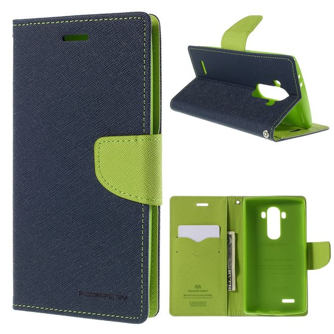 Goospery - LG G4 Hülle - Handy Bookcover - Fancy Diary Series - navy/lime
