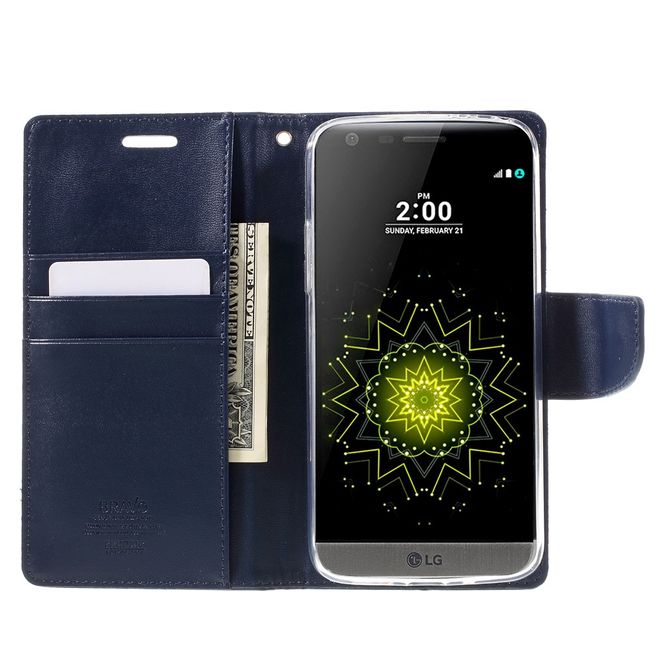 Goospery - Handyhülle für LG G5 - Case aus Leder - Bravo Diary Series - navy