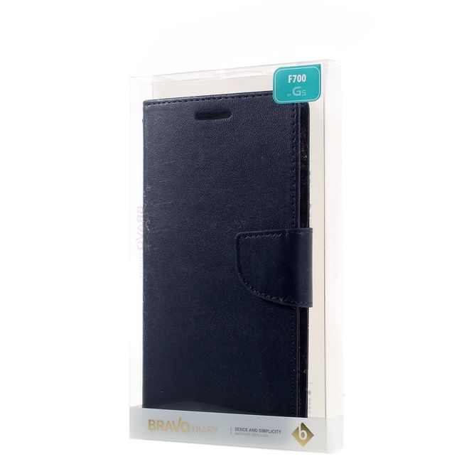 Goospery - Handyhülle für LG G5 - Case aus Leder - Bravo Diary Series - navy