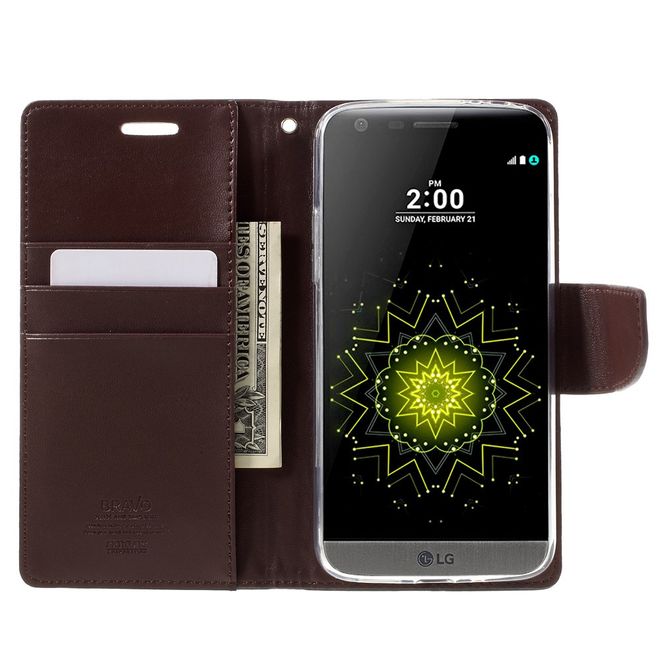 Goospery - Handyhülle für LG G5 - Case aus Leder - Bravo Diary Series - braun