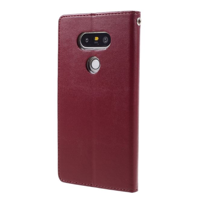 Goospery - Handyhülle für LG G5 - Case aus Leder - Bravo Diary Series - weinrot