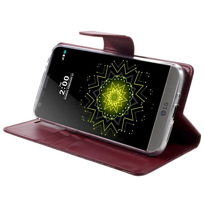 Goospery - Handyhülle für LG G5 - Case aus Leder - Bravo Diary Series - weinrot