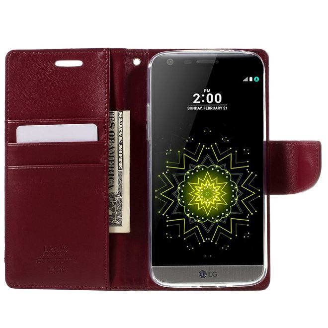 Goospery - Handyhülle für LG G5 - Case aus Leder - Bravo Diary Series - weinrot