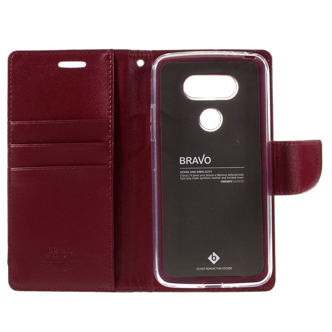 Goospery - Handyhülle für LG G5 - Case aus Leder - Bravo Diary Series - weinrot