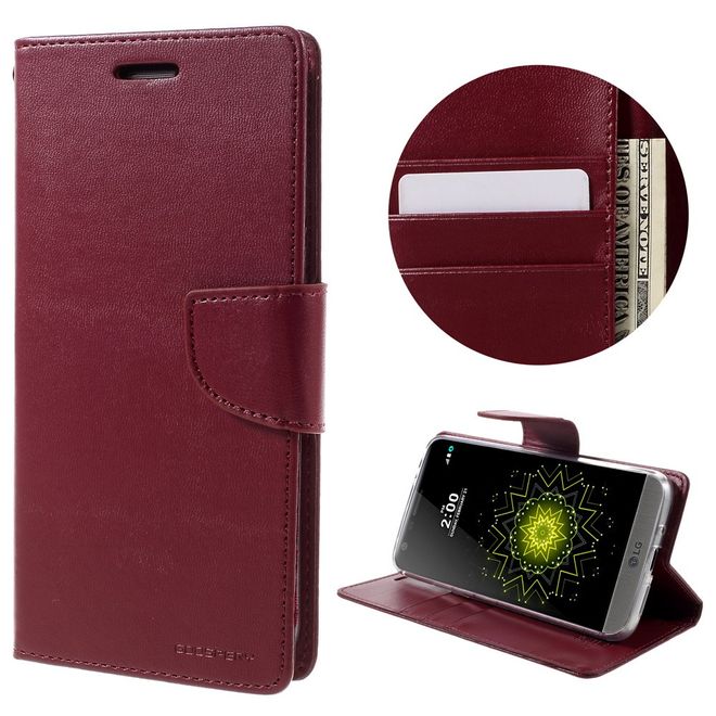 Goospery - Handyhülle für LG G5 - Case aus Leder - Bravo Diary Series - weinrot