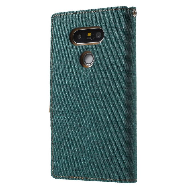 Goospery - LG G5 Hülle - Handy Bookcover - Canvas Diary Series - grün/camel