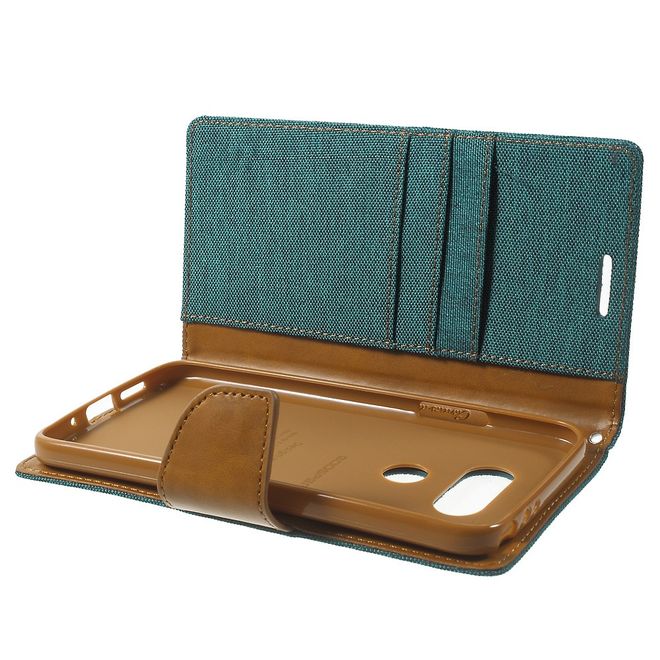 Goospery - LG G5 Hülle - Handy Bookcover - Canvas Diary Series - grün/camel