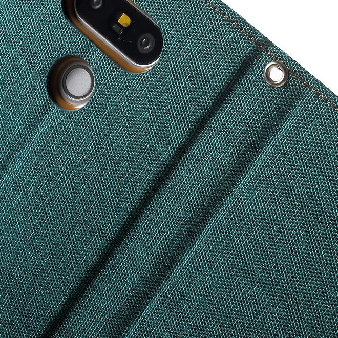 Goospery - LG G5 Hülle - Handy Bookcover - Canvas Diary Series - grün/camel