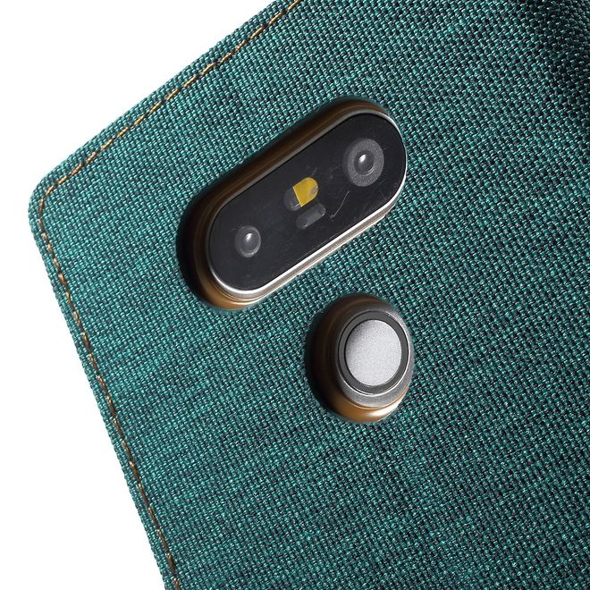 Goospery - LG G5 Hülle - Handy Bookcover - Canvas Diary Series - grün/camel