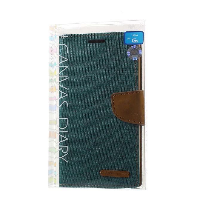Goospery - LG G5 Hülle - Handy Bookcover - Canvas Diary Series - grün/camel