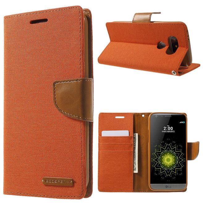 Goospery - Hülle für LG G5 - Bookcover- Canvas Diary Series - orange/camel