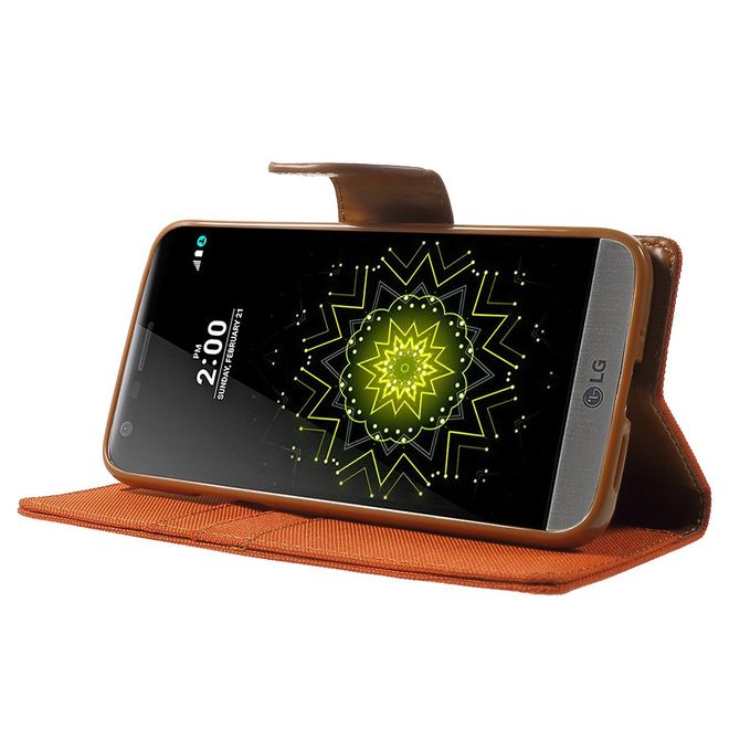 Goospery - Hülle für LG G5 - Bookcover- Canvas Diary Series - orange/camel