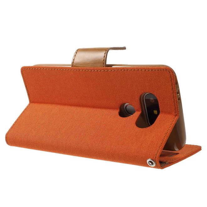 Goospery - Hülle für LG G5 - Bookcover- Canvas Diary Series - orange/camel