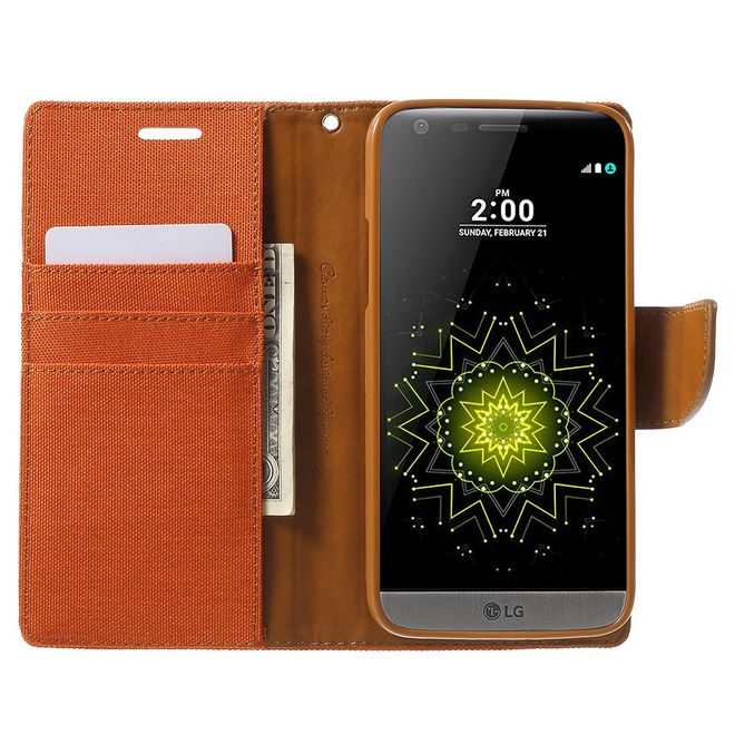 Goospery - Hülle für LG G5 - Bookcover- Canvas Diary Series - orange/camel