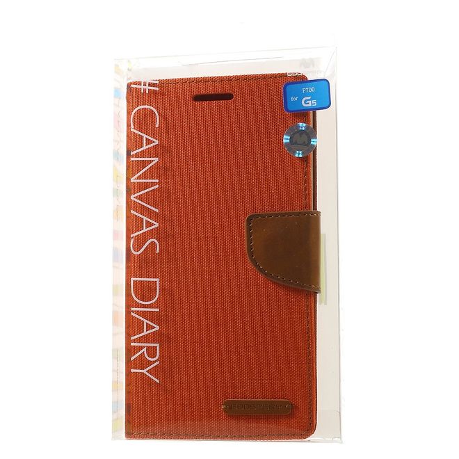 Goospery - Hülle für LG G5 - Bookcover- Canvas Diary Series - orange/camel