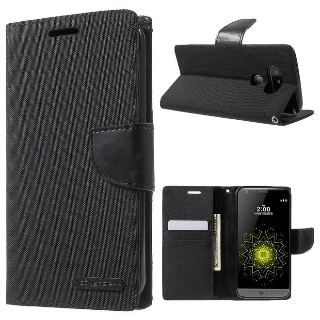 Goospery - Hülle für LG G5 - Bookcover- Canvas Diary Series - schwarz