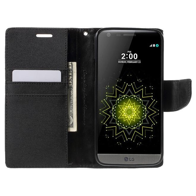 Goospery - Hülle für LG G5 - Bookcover- Canvas Diary Series - schwarz