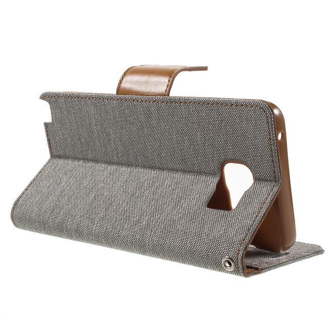 Goospery - Hülle für Samsung Galaxy Note 5  - Bookcover- Canvas Diary Series - grau/camel