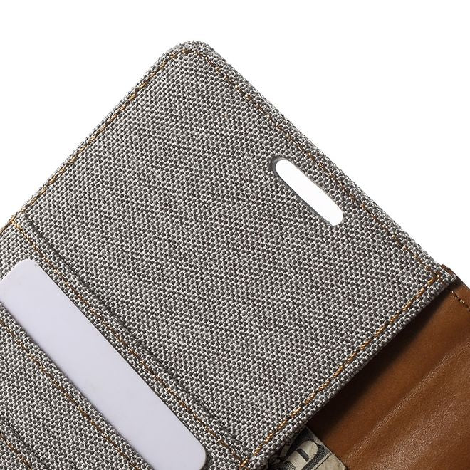 Goospery - Hülle für Samsung Galaxy Note 5  - Bookcover- Canvas Diary Series - grau/camel
