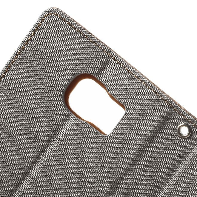 Goospery - Hülle für Samsung Galaxy Note 5  - Bookcover- Canvas Diary Series - grau/camel