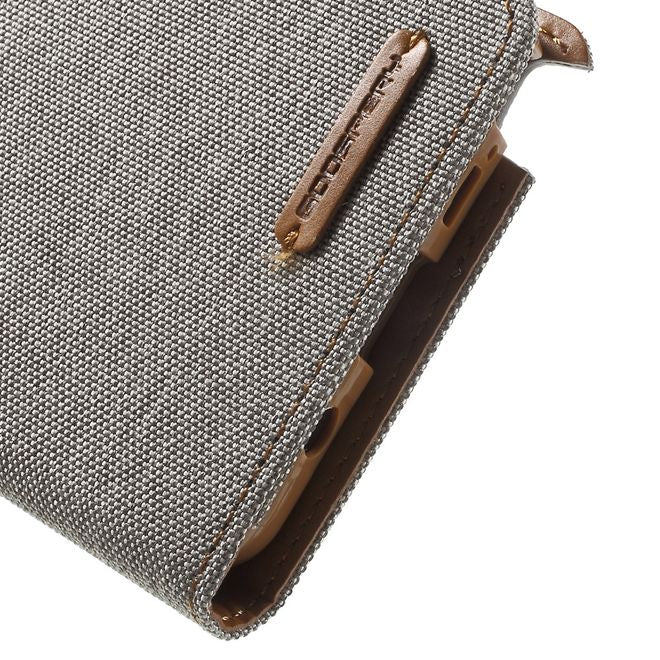Goospery - Hülle für Samsung Galaxy Note 5  - Bookcover- Canvas Diary Series - grau/camel