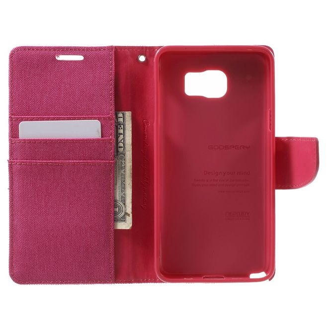 Goospery - Hülle für Samsung Galaxy Note 5  - Bookcover- Canvas Diary Series - pink/pink
