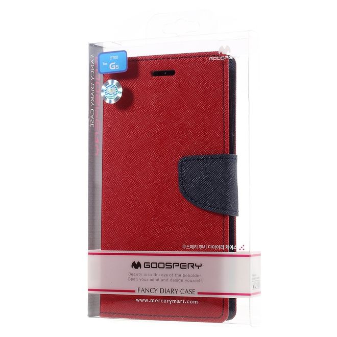 Goospery - LG G5 Hülle - Handy Bookcover - Fancy Diary Series - rot/navy