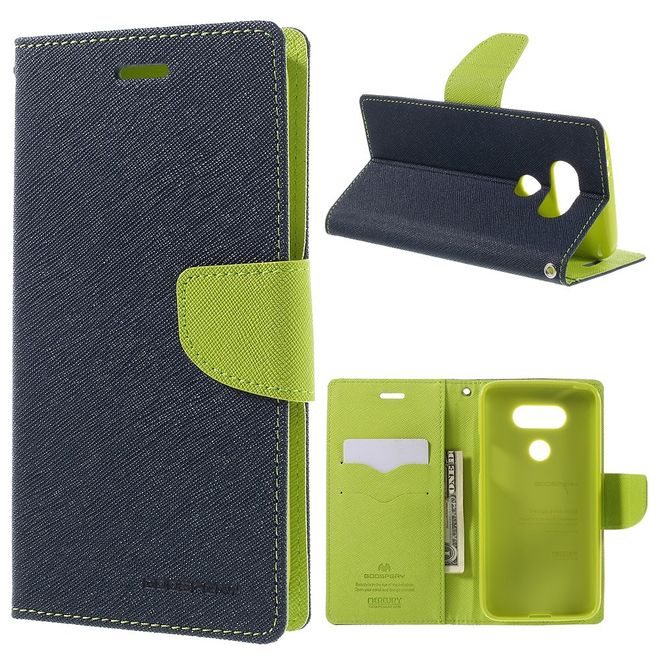 Goospery - LG G5 Hülle - Handy Bookcover - Fancy Diary Series - navy/lime