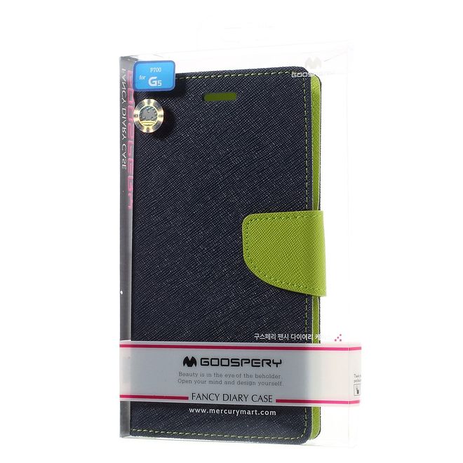 Goospery - LG G5 Hülle - Handy Bookcover - Fancy Diary Series - navy/lime