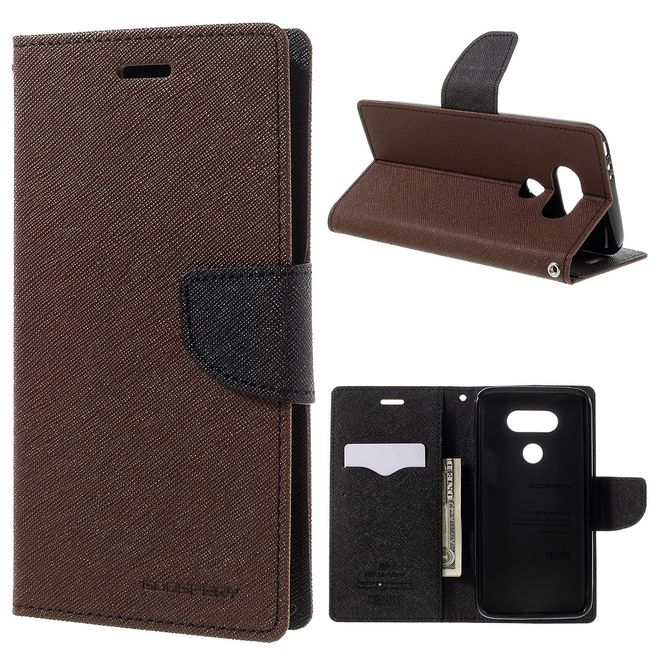 Goospery - LG G5 Hülle - Handy Bookcover - Fancy Diary Series - braun/schwarz