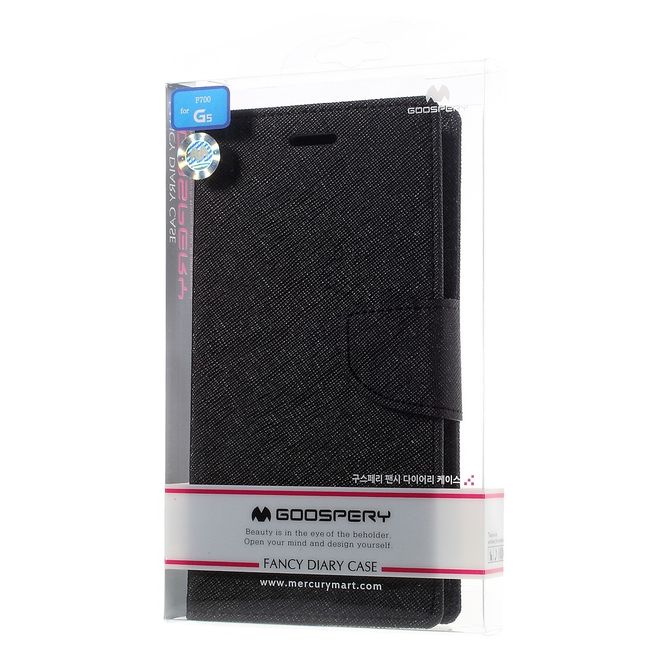 Goospery - LG G5 Hülle - Handy Bookcover - Fancy Diary Series - schwarz