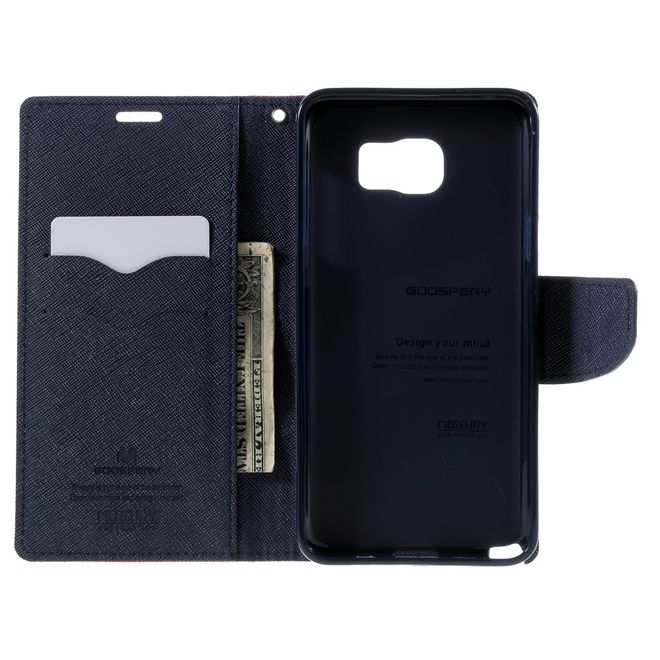Goospery - Samsung Galaxy Note 5 Hülle - Handy Bookcover - Fancy Diary Series - rot/navy