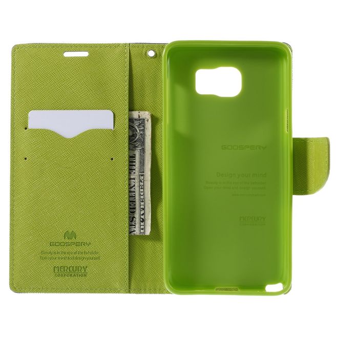 Goospery - Samsung Galaxy Note 5 Hülle - Handy Bookcover - Fancy Diary Series - navy/lime