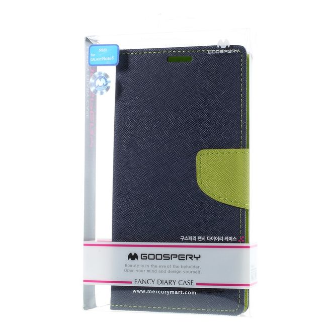 Goospery - Samsung Galaxy Note 5 Hülle - Handy Bookcover - Fancy Diary Series - navy/lime