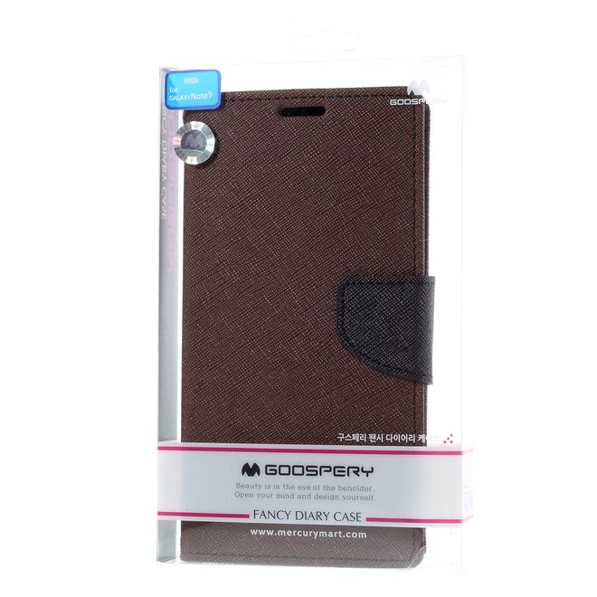 Goospery - Samsung Galaxy Note 5 Hülle - Handy Bookcover - Fancy Diary Series - braun/schwarz
