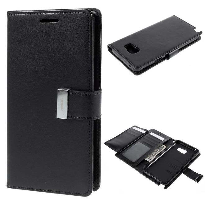 Goospery - Cover für Samsung Galaxy Note 5 - Handyhülle aus Leder - Rich Diary Series - schwarz